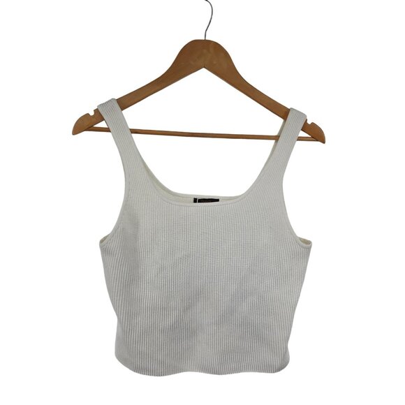 Quince Cropped Square Neck Sweater Knit Tank White Large NWT - Picture 3 of 6